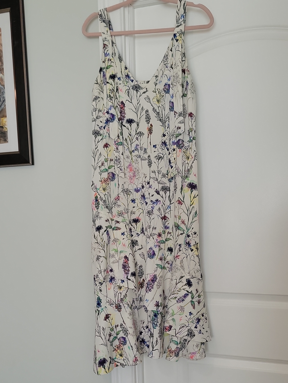 H&M Cream Floral Slip Midi Dress with Multicolor Wildflower Print